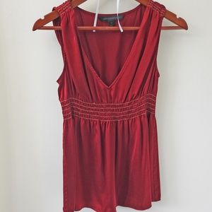 [EXPRESS] V-neck Silk Camisole with Gold Stitching